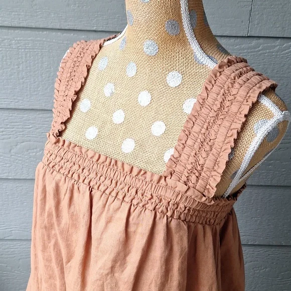 Everlane The Smocked Linen Dress Size XS Light Brown - Picture 8 of 14